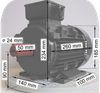 Elektromotor, Serie Weiß, die Serie Low Cost, mit SF 1,0,  Daten, CZ Typ Nr.:  42004009 1,1 KW, IEC 90 S , 4 polig, d.h. eine  Drehzahl zw.  1300 und 1498 U/min, B3, FußMotor,