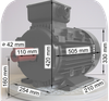 Elektromotor, Serie Weiß, die Serie Low Cost, mit SF 1,0,  Daten, CZ Typ Nr.:  42004016 11 KW, IEC 160 M, 4 polig, d.h. eine  Drehzahl zw.  1300 und 1498 U/min, B3, FußMotor,