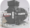 Elektromotor, Serie Weiß, die Serie Low Cost, mit SF 1,0,  Daten, CZ Typ Nr.:  42004021 37 KW, IEC 225 S, 4 polig, d.h. eine  Drehzahl zw.  1300 und 1498 U/min, B3, FußMotor,