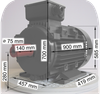 Elektromotor, Serie Weiß, die Serie Low Cost, mit SF 1,0,  Daten, CZ Typ Nr.:  42004025 90 KW, IEC 280 M, 4 polig, d.h. eine  Drehzahl zw.  1300 und 1498 U/min, B3, FußMotor,